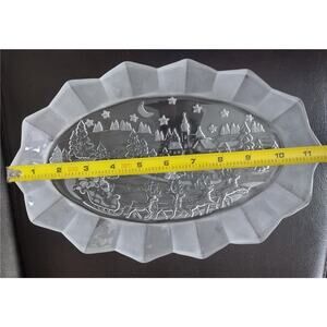 Vintage Mikasa Crystal Christmas Story Tray - 11.5" Frosted Winter Village